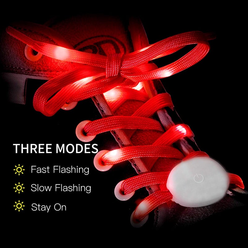 Novelty Place 3 Pairs LED Light Up Shoelaces with 3 Modes for Party, Dancing, Running & DIY - 3 Pairs (Green, Red & White) - Image 2
